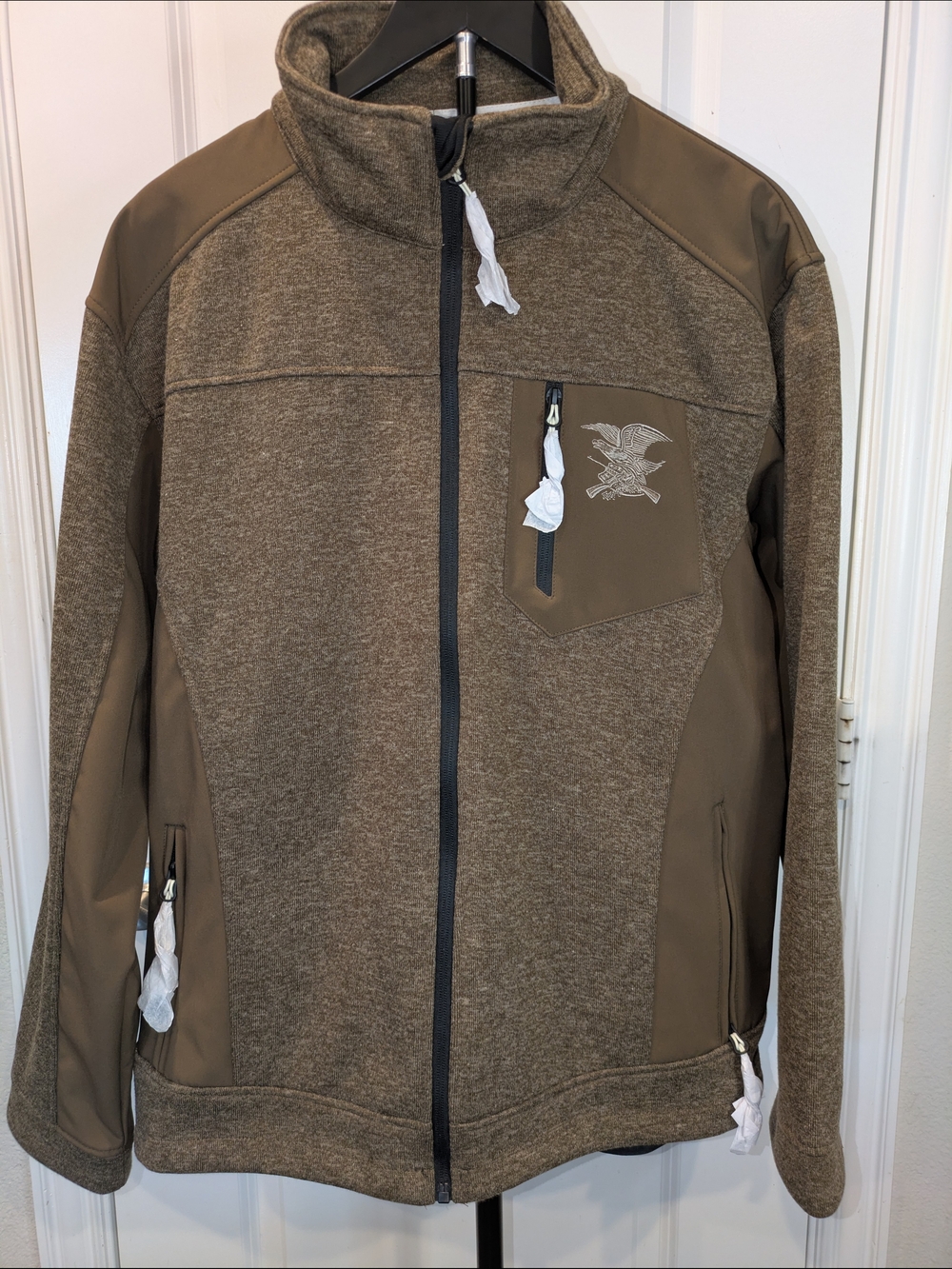 NWOT NRA Men's Large Soft Shell Fleece Lined Full Zip Jacket Brown Outdoor Coat